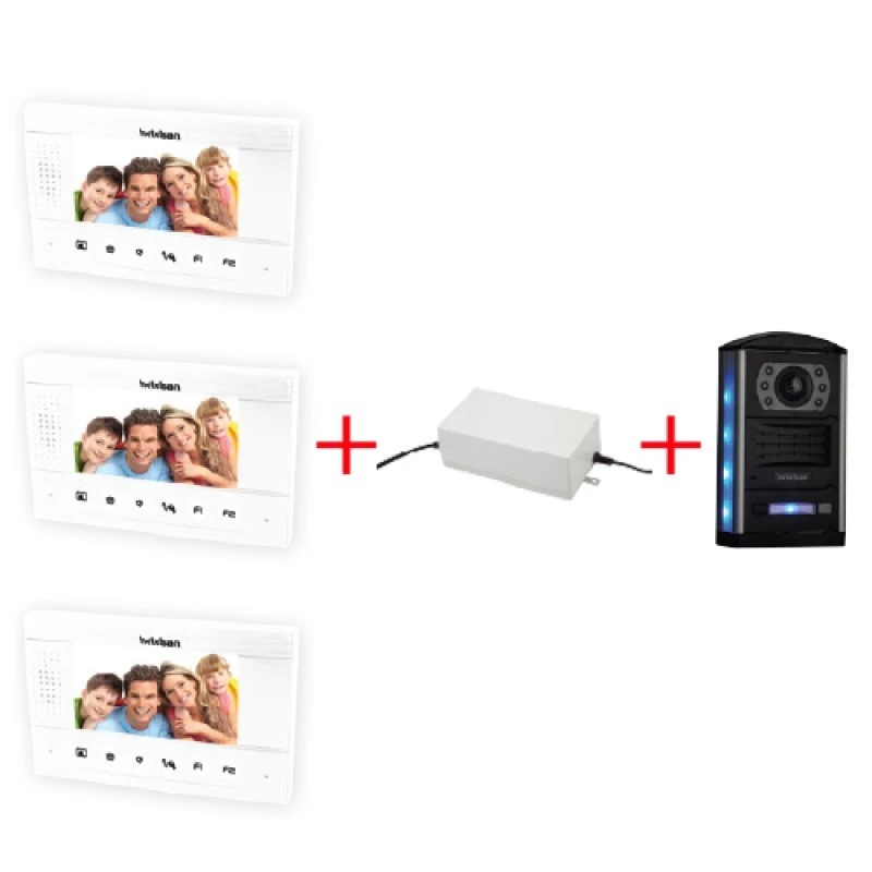 SWORDER 4.3” Renkli Dokunmatik LCD Görüntülü Villa Kitler Obsidian(Üçlü)